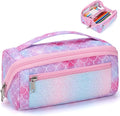 Pencil Case for Girls, Durable Kids Pencil Pouch for School, Wide Opening Soft by BrainyBees