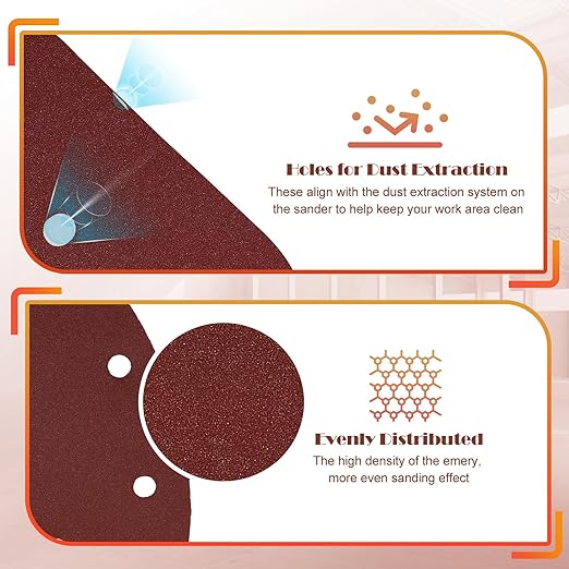 240 Grit Mouse Sander Sandpaper, Jamiikury 5 Hole Detail Sander Sandpaper Palm Sander Paper Mouse Sanding Pads Hook and Loop Sanding Sheets - Pack of 50