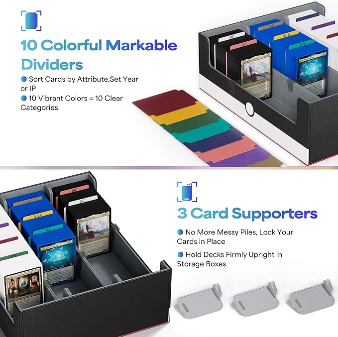 UAONO Card Storage Box for Trading Cards, 1800+ PU Leather Commander Card Deck - Image 4