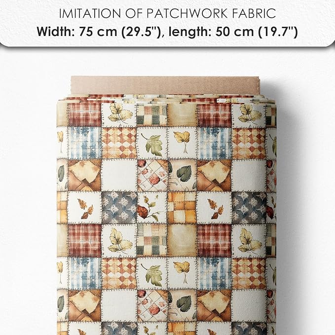 Patchwork Acorn Autumn Cotton Fabric Panel – 6 Designs + Bonus Sheet 29.5×19.6 - Image 7