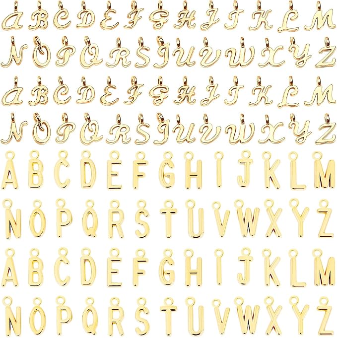 SANNIX 156Pcs/6 Sets Letter Charms, A-Z Letter Charms 2 Styles Initial Alphabet by SANNIX