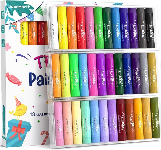 JUPITEARTH 36 Colors Tempera Paint Sticks by JUPITEARTH