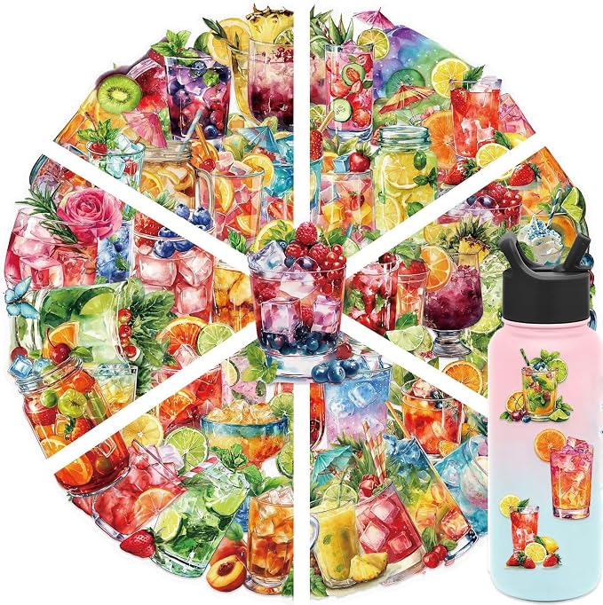 50Pcs Transparent Summer Drinks Aesthetic Stickers by Unknown