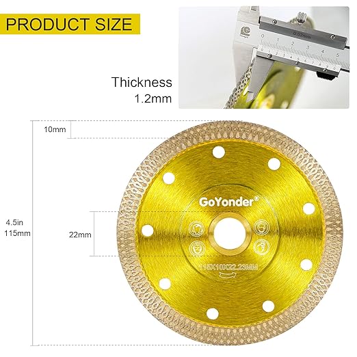 GoYonder 2 Pack 4.5"D115mm Super Thin Diamond Ceramic Saw Blade Porcelain Cutting Blade for Cutting Ceramic Or Porcelain Tile