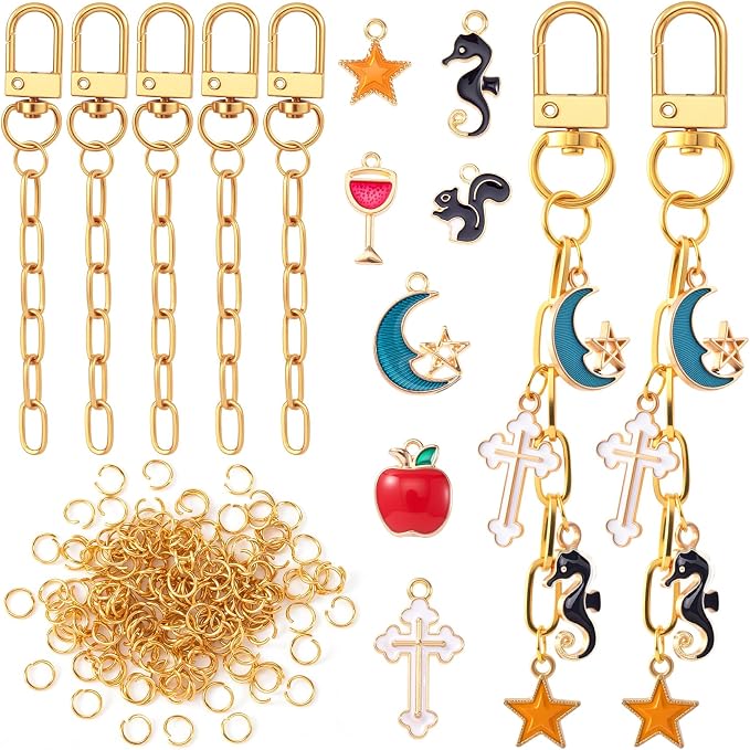 Hzopcw 235pcs Multicolor Keychain Making Kit, Swivel Snap Hook Chains by Unknown
