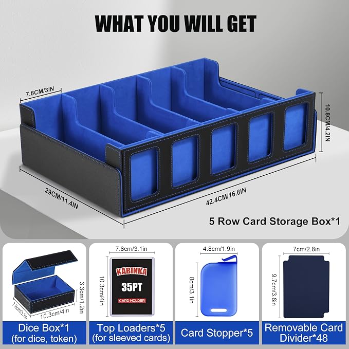 Trading Card Storage Box with Commander Display, 5-Row Deck Case with Removable - Image 3
