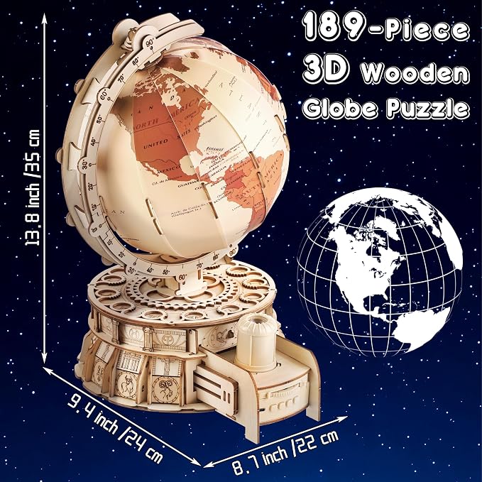 Elcoho 189-Piece 3D Wooden Globe Puzzle - Image 4