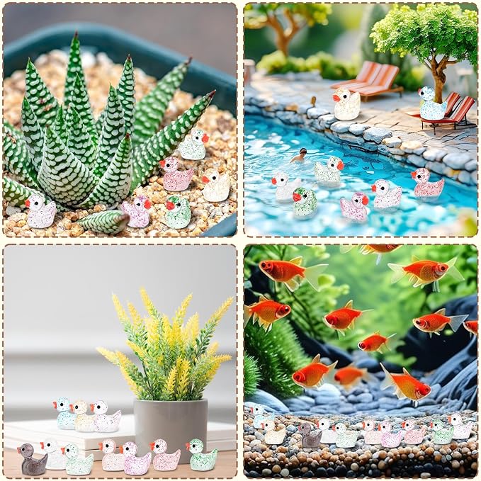 100Pcs Glitter Mini Resin Ducks, Colorful Tiny Ducks Figurines Bulk - Image 6