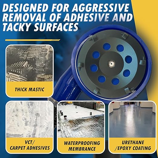 5" PCD Grinding Wheel for Epoxy, Glue, Mastic and Paint, 6 PCD Segments, 5/8"-11 Threaded Arbor