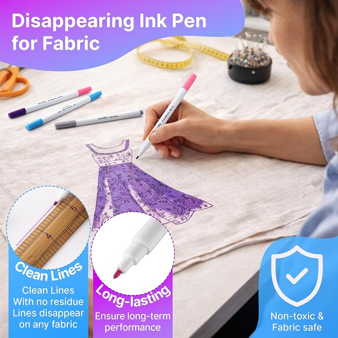 Avenuebool Fabric Markers for Sewing, Includes 2 Water Soluble Fabric Marker 2 - Image 6