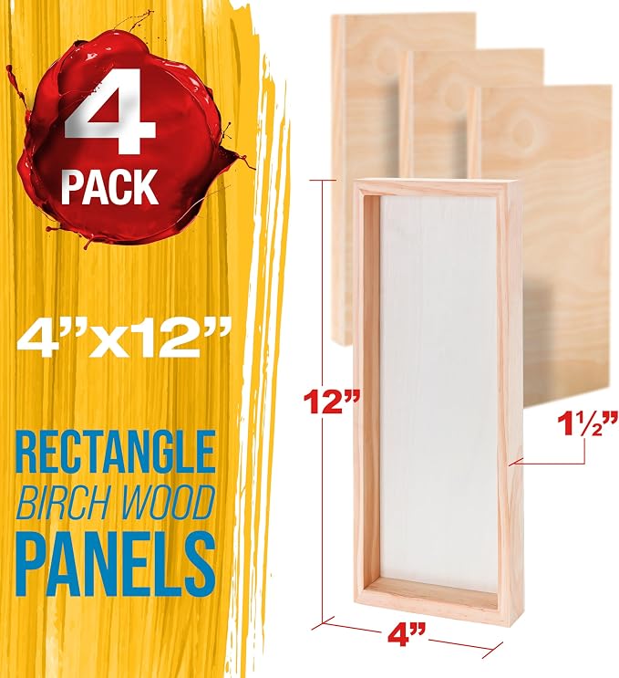 U.S. Art Supply 4" x 12" Unfinished Cradled Wood Panels - Image 2