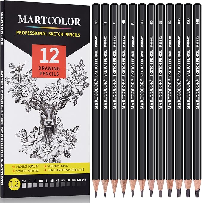 MARTCOLOR Drawing Sketching Pencils Set, 12 Pack Graphite Pencils | Ideal by MARTCOLOR