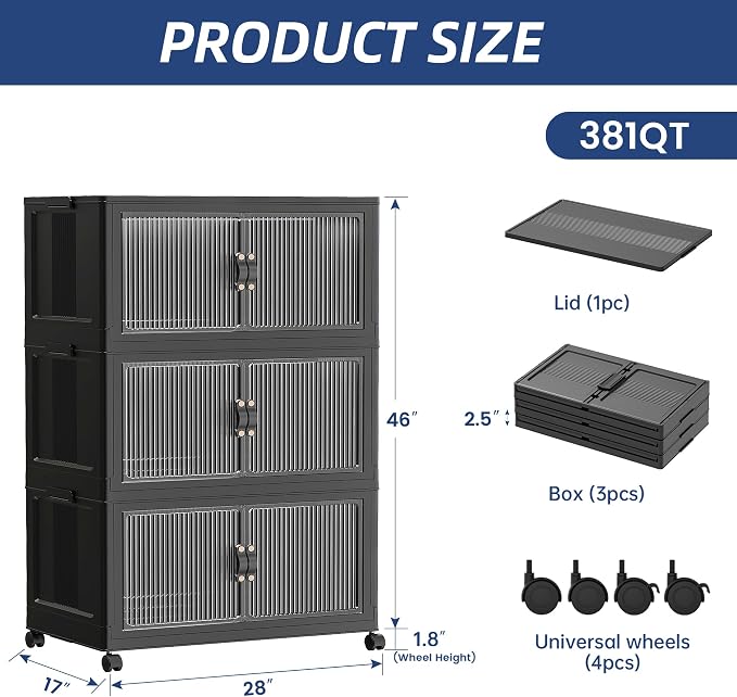 SAILUN 95Gal/381Qt Extra Large Stackable Storage Bins Folding Collapsible - Image 6