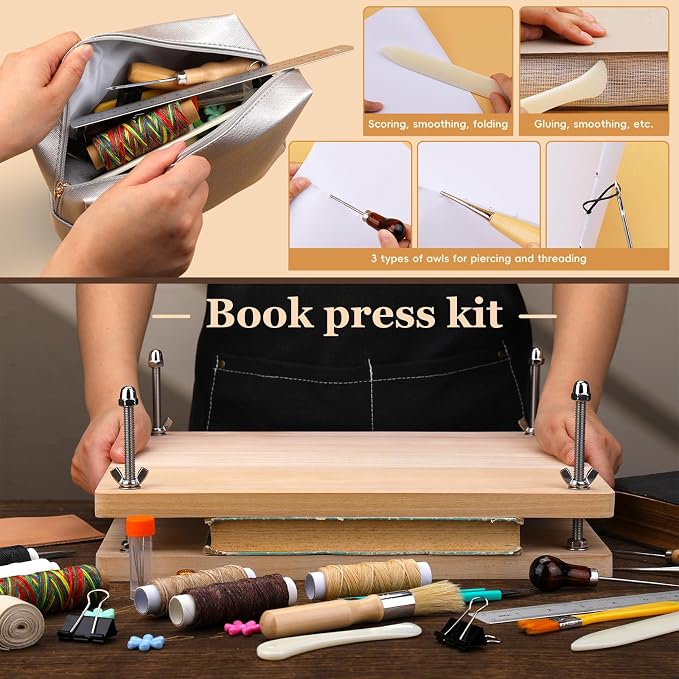 JUPEAN 45 Pcs Book Binding Kits, Bookbinding Kit Large Book Press 14.76”x11.42” - Image 5