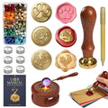 Wax Seal Stamp Kit for Beginners: Wax Sealing Tool Set 3 Brass Stamp Heads by SHOWPIN