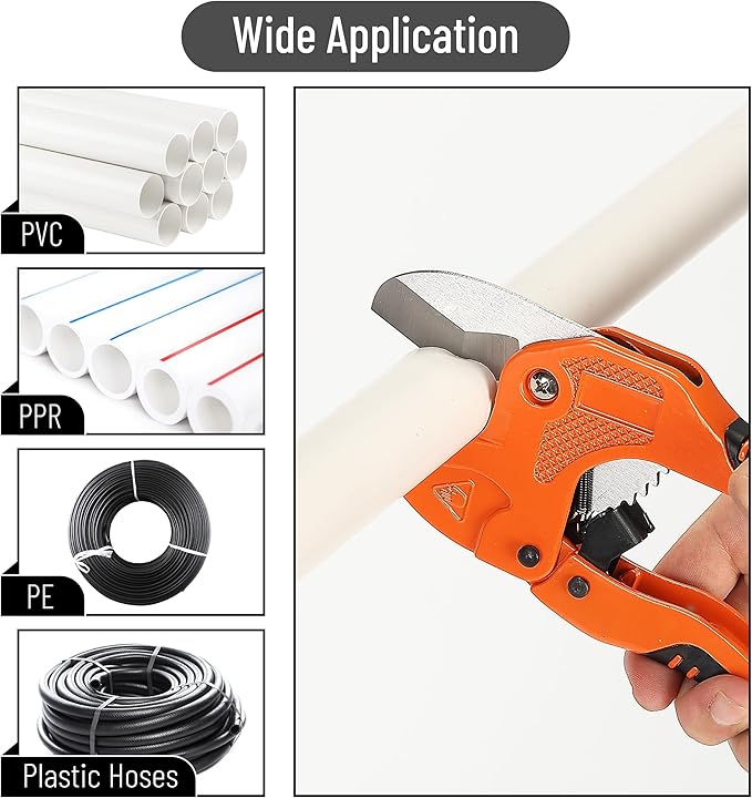 Bates- PVC Pipe Cutter, Cuts up to 1-1/4", Ratcheting PVC Pipe Cutter Tool, Pipe Cutters PVC, PVC Pipe Shears, PVC Cutter, Plastic Pipe Cutter, PEX Pipe Cutter, PVC Cutter Tool, PVC Ratchet Cutter