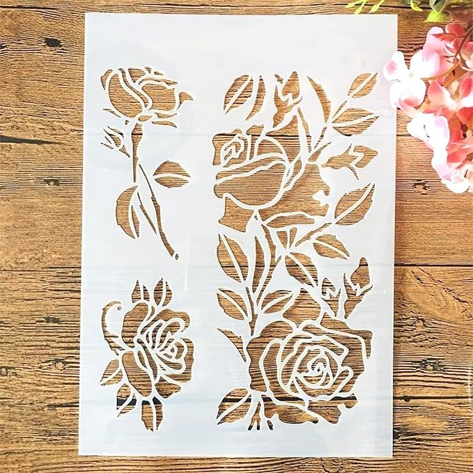 TIAMECH A4 Reusable Rose Flowers Stencil by TIAMECH