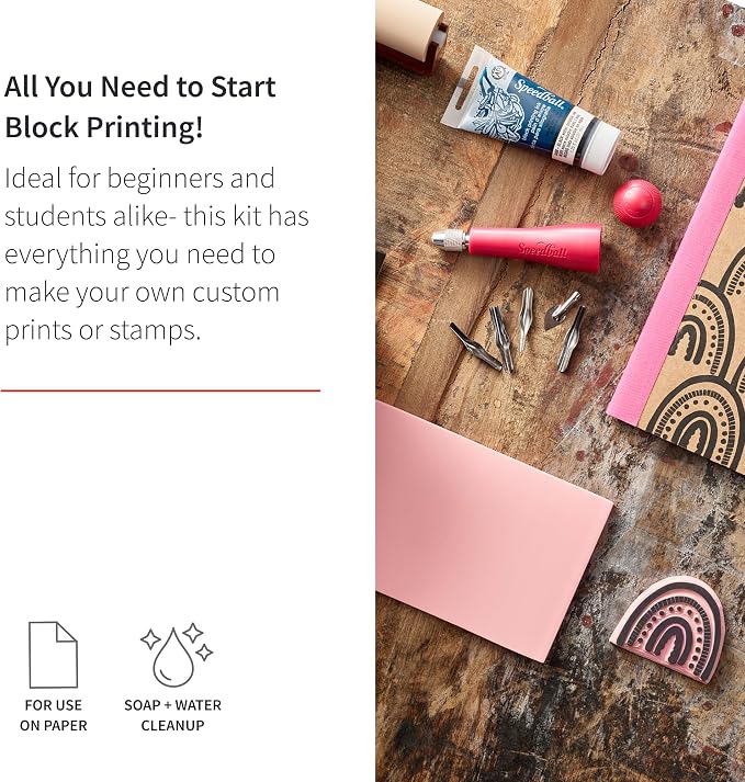 Speedball 3471 Super Value Block Printing Starter Kit – Includes Ink, Lino - Image 2