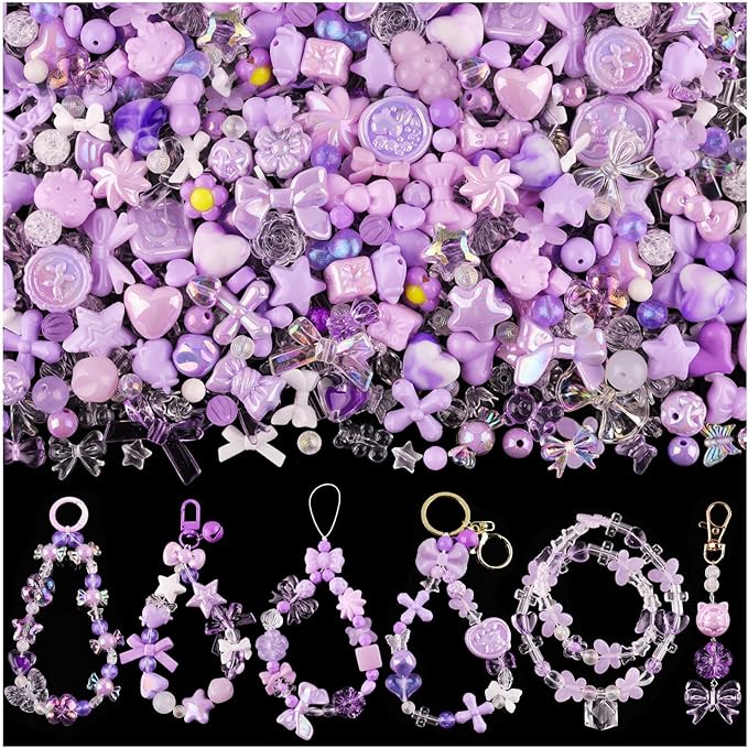 200-260PCS TINKRSTUFF Assorted Purple Acrylic Beads by TINKRSTUFF