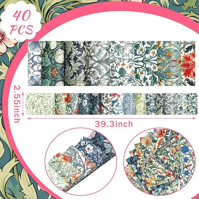 Hosuly 40 Pcs William Morris Jelly Fabric - Image 2