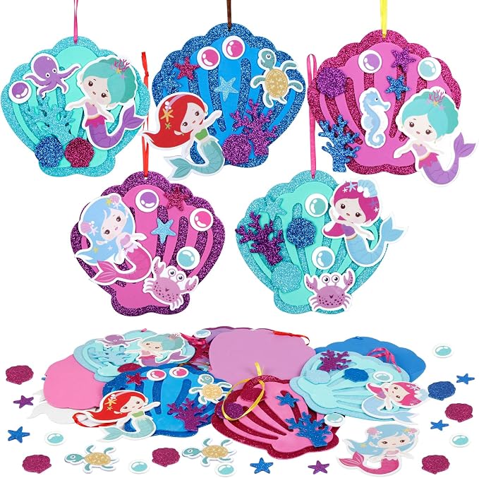 Fennoral 8 Pack Mermaid Craft for Kids Creative Make Your Own Mermaid Shell by Fennoral