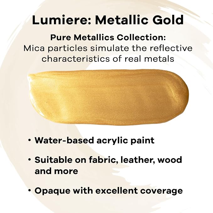 Jacquard Lumiere 8oz Fabric Paint Metallic Gold - Image 2
