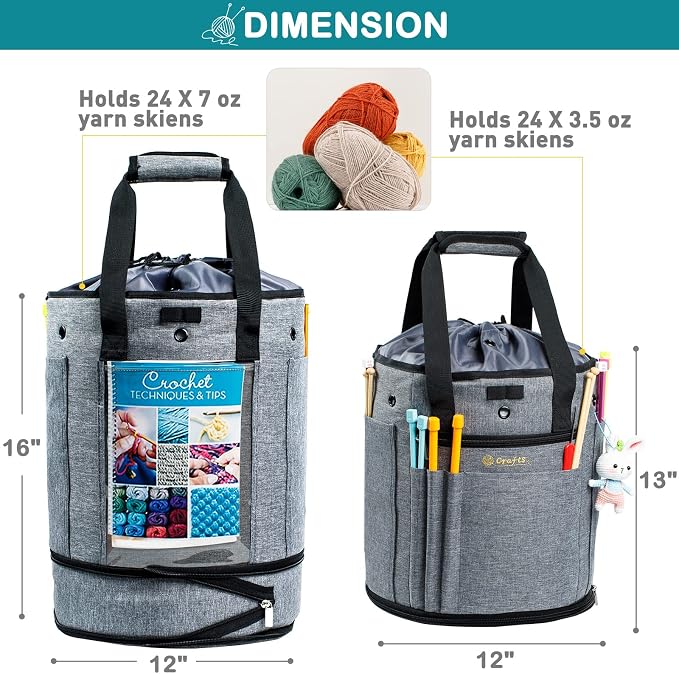 MYBAGZING Expandable Crochet Bag-Knitting Bag Yarn Storage Yarn's Organizer and - Image 4