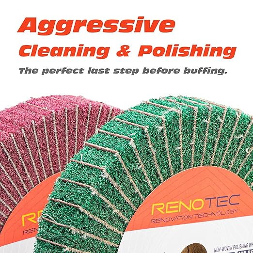 6 Inch Flap Wheel, Non-Woven Abrasive Polishing Wheel, 1 Inch Thickness, 3/4 Inch Arbor, for Bench Grinder (Assorted Grit240 Grit320 SP)