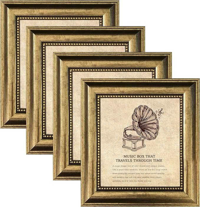 8x8 Picture Frame 4 set Ornate Vintage Picture Frames Gold by TKYGU