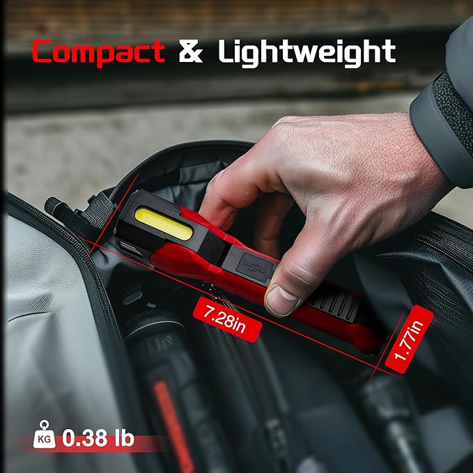 Anhay 2 Pack Rechargeable Work Light, 1200 Lumens LED Work Lights with 160° Swivel Head, Magnetic Base & Hooks, 6 Lighting Modes Magnetic Work Light for Car Repairs, Emergencies