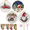 BBLYBD Christmas Embroidery Kit, 4 Set Embroidery DIY Starter Kit, Cross Stitch by BBLYBD