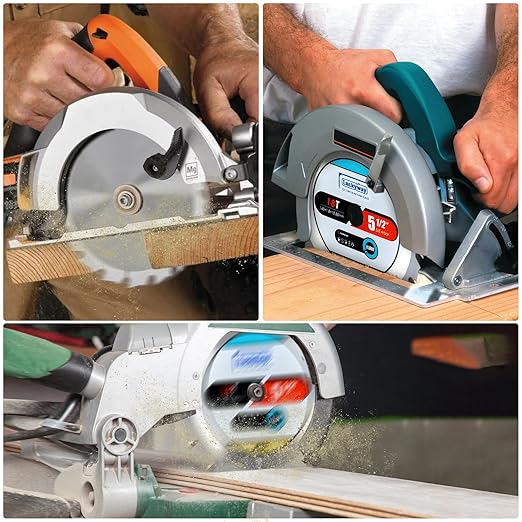 Luckyway 2-Pack 5-1/2 Inch 18T with 5/8 Inch Arbor TCT Circular Saw Blade Fast Cutting and Trimming Saw Blade, Cordless Trim Saw Blade for Cutting Wood(1/2-Inch and 10-mm Reducer Bushings Include)