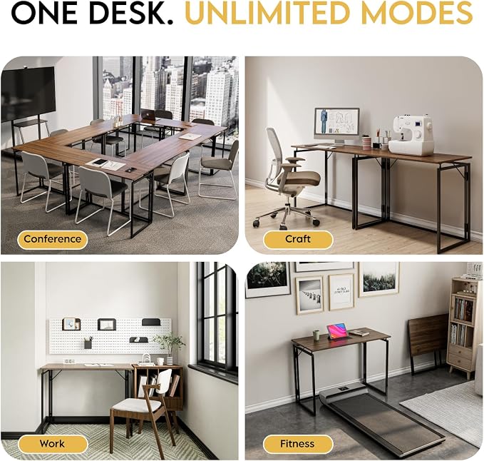 alawooder 31.5" Folding Desk: No Assembly, Wood Top - Image 8
