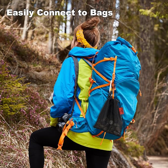 Mesh Foraging Bags with Clip, 4 Pack Drawstring & Toggle Closure Foraging Pouch - Image 6