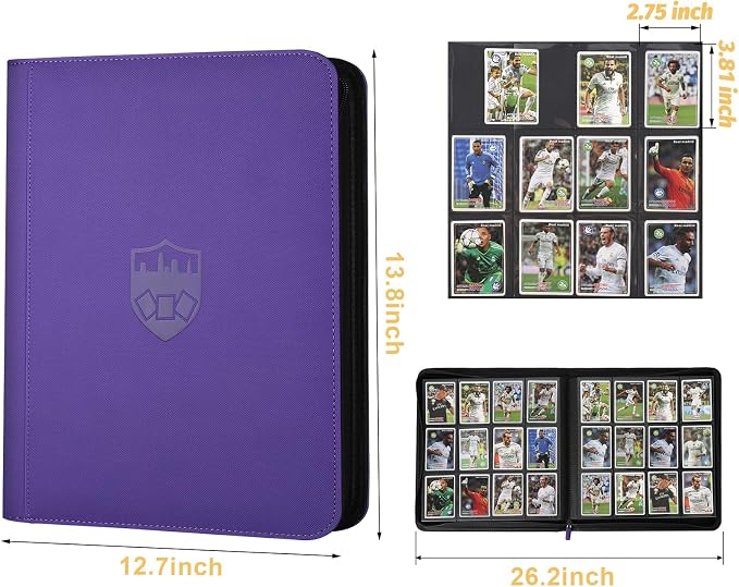 12 Pocket Ringless Side Loading Trading Card Binder, 720 Cards PU Fixed Page - Image 2