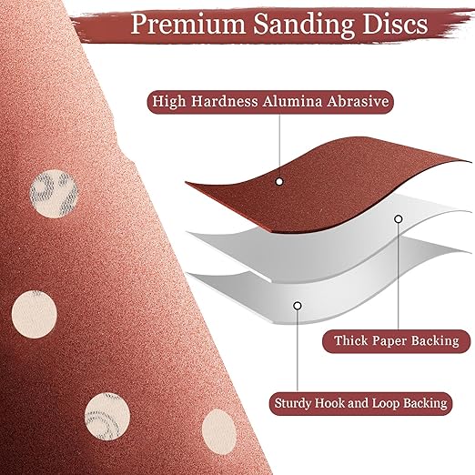 100 PCS 800 Grit 5 Inch Sanding Discs, Hook and Loop Sandpaper for Random Orbital Sander
