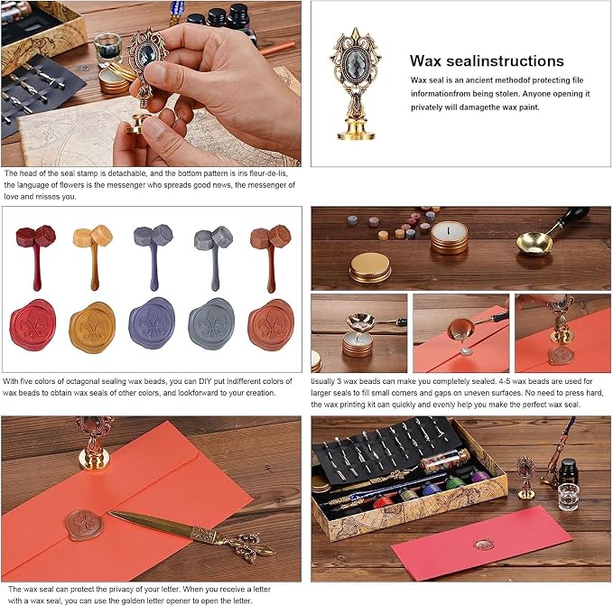 Joyeee Feather Calligraphy Pen and Ink Set, - Image 2