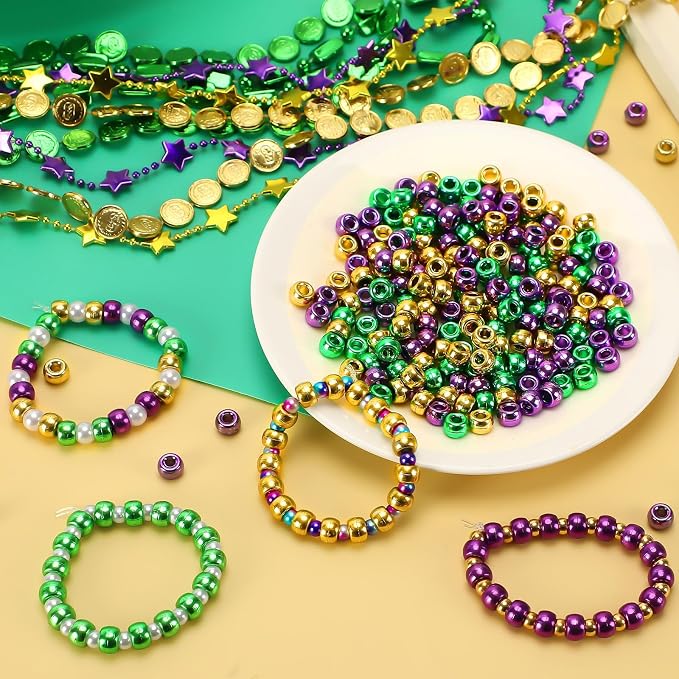 UPINS 1200Pcs Mardi Gras Pony Beads - Image 5