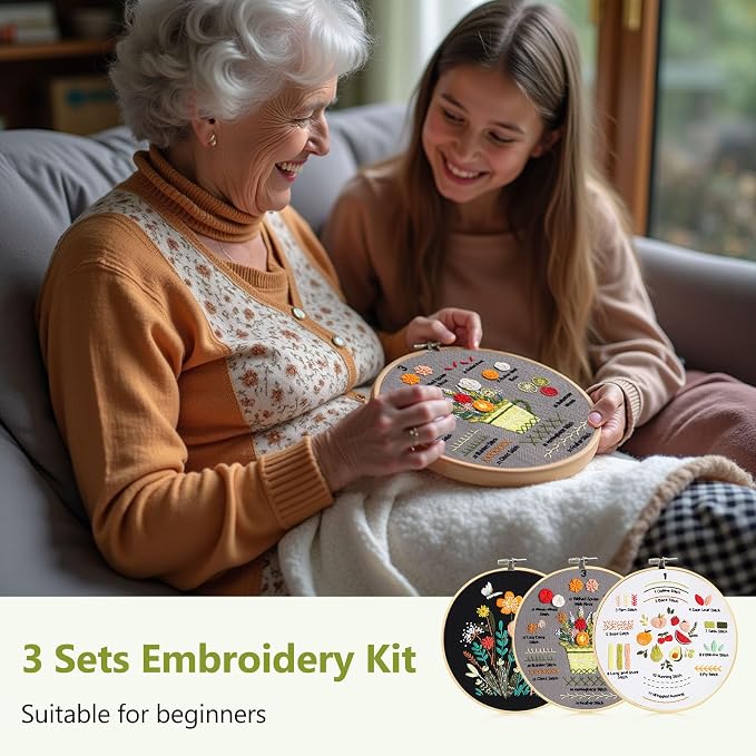 Santune 3 Pack Beginner Embroidery Kits - Image 3