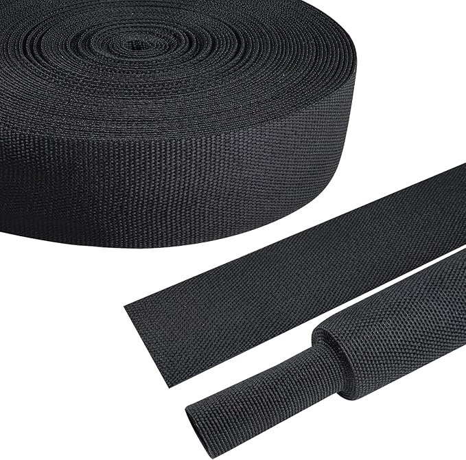 2:1 Ratio Flat Heat Shrinkable Braided Sleeving,Electrical Insulating Tubing,Durable Automotive Fabric Harness Shrinking Sheath (1-3/8"-20ft)