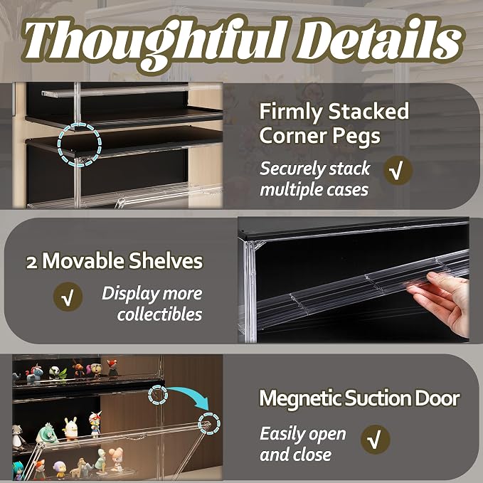Clear Display Case for Collectibles, 3-Tier Adjustable Figure Display Case - Image 3