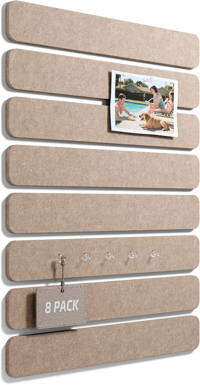 Fluxynara Cork Board Alternative Felt Strip Board 8-Pack 13"x2", Office Pin by FLUXYNARA