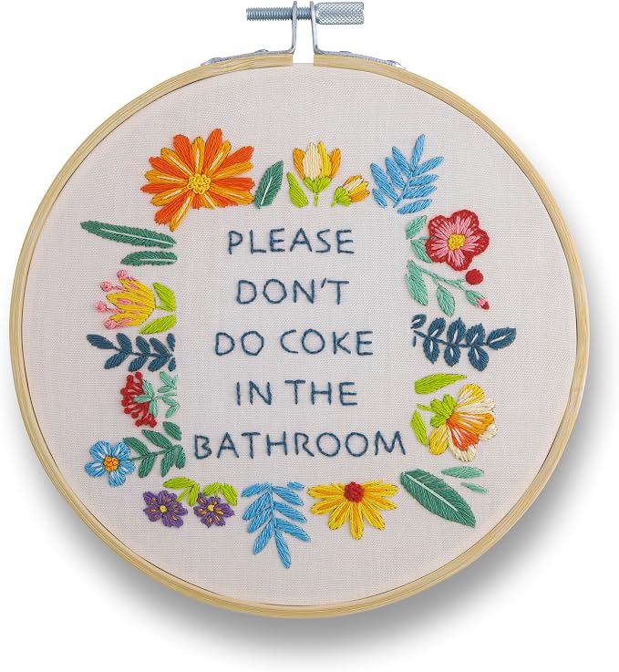 FUNATIC Please Don't Do Coke in The Bathroom Embroidery Kit | Funny Beginner by FUNATIC