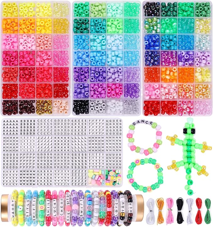 4000Pcs 84 Colors Pony Beads for Bracelet Making Kit, Rainbow Kandi Beads by Wutubug