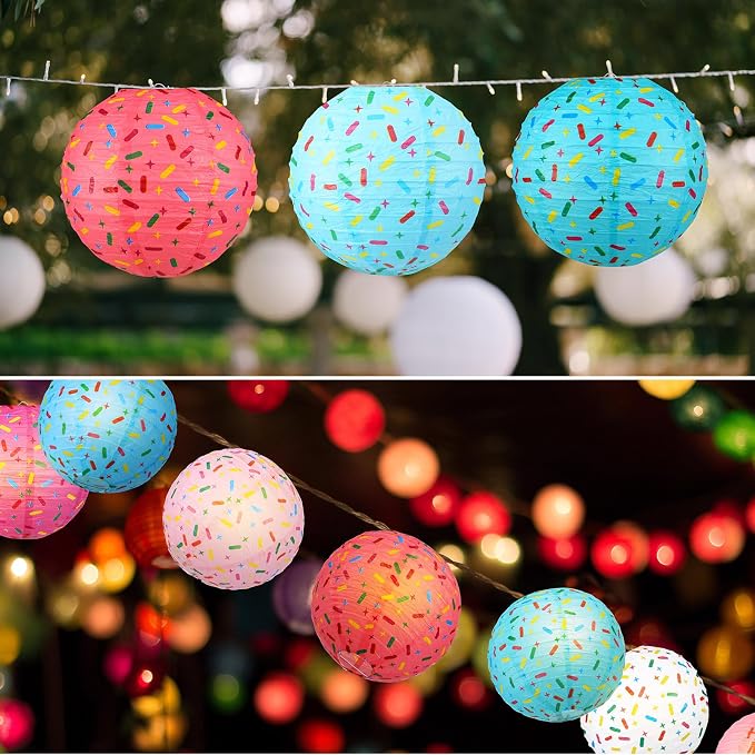 Panelee 12 Pcs Donut Paper Lanterns Party Decorations 8 Inch Hanging Round - Image 4