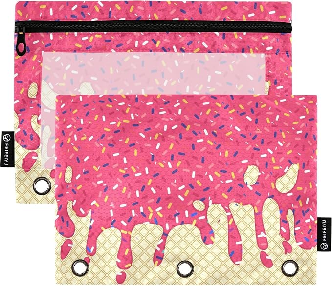 Red Ice Cream Print Pencil Pouch by BOENLE-WELCOMEYOURCOMING
