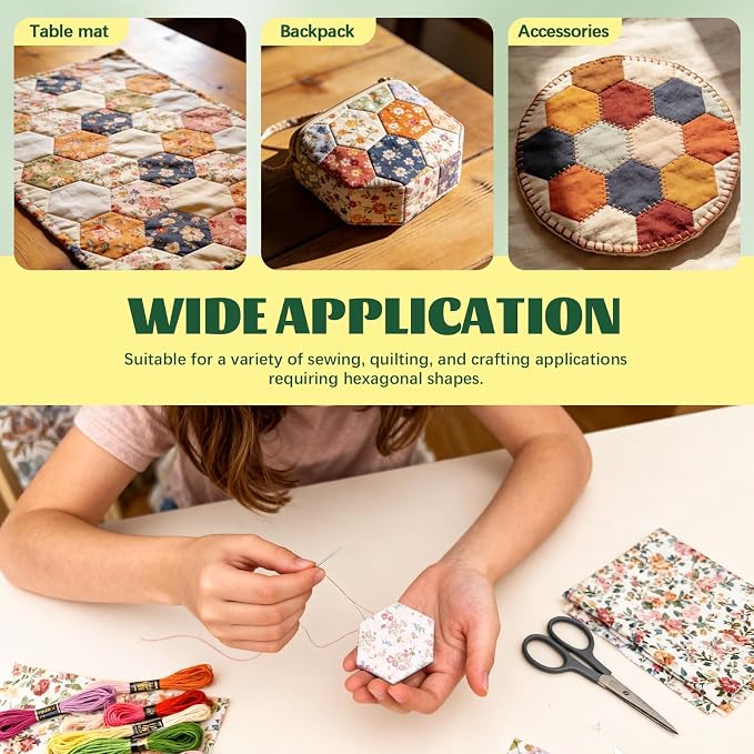 600 PCS Hexagon Piecing Paper Templates, Quilting Templates Accessories - Image 5