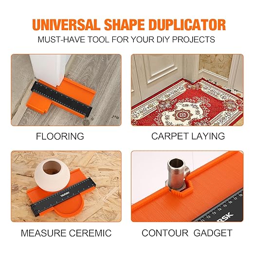 VARSK Contour Gauge Tool (10 inch) with Lock - Birthday Gifts for Men Dad Him, Cool Gadgets for Men, Irregular Shape Duplicator, Outline Edge Angle Measuring Tool for Woodworking Flooring
