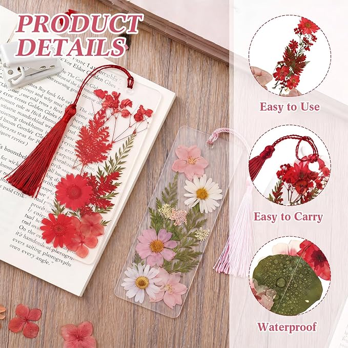 Fuyoooo 61 Pcs Pressed Flowers Bookmark Making Kit, DIY Bookmark Laminating - Image 4