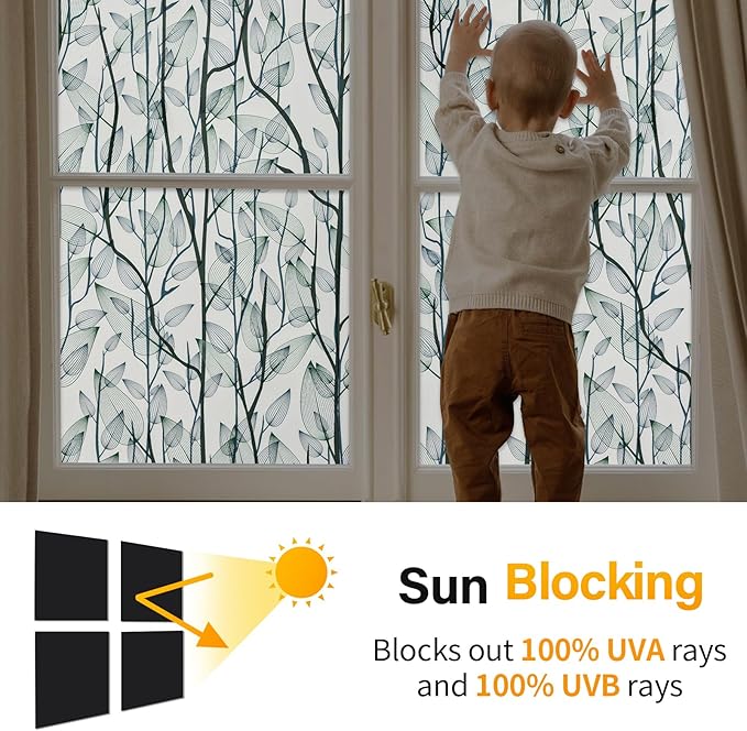 Leaf Pattern Window Tint with Installation Tools, Sun Blocking Window Tint - Image 3